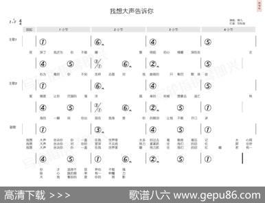 我想大声告诉你（简和谱） - 樊凡|魏文超