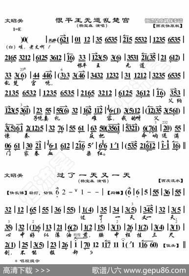 文昭关·恨平王无道乱楚宫（京胡伴奏谱） - 暂无|恒流星制谱