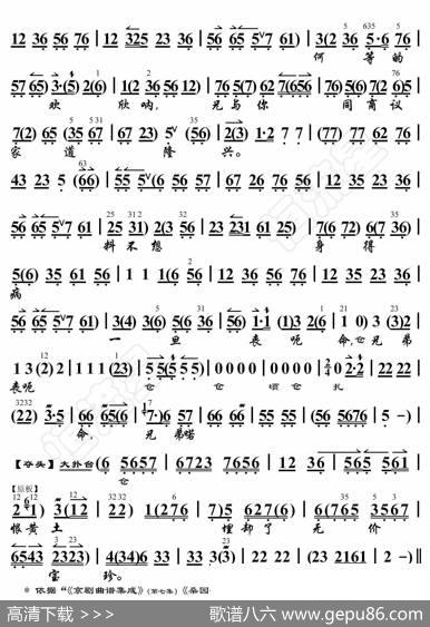 桑园寄子·见坟台不由人珠泪滚滚（京胡伴奏谱） - 暂无|恒流星制谱