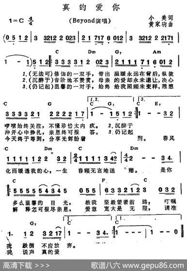 真的爱你（Beyond） - 小美|黄家驹