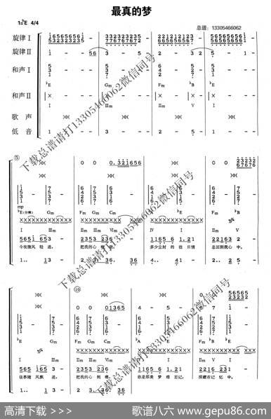最真的梦（乐队总谱）