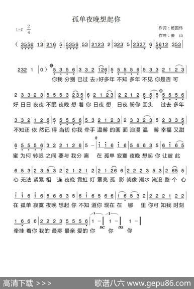 孤单夜晚想起你 - 杨国伟|姜山