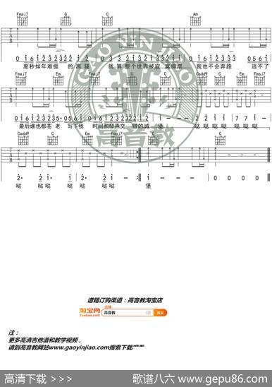《小情歌》吉他谱C调入门版苏打绿高音教编配猴哥吉他教学
