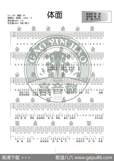 《体面》吉他谱吉他弹唱教学C调入门版高音教猴哥吉他教学