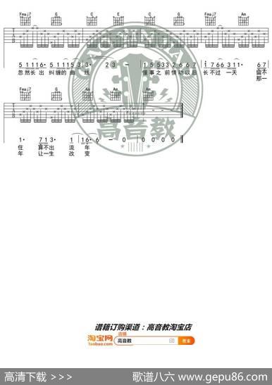 王菲《流年》吉他谱C调入门版高音教编配猴哥吉他教学