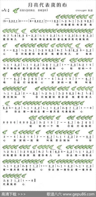 月亮代表我的心（陶笛谱）