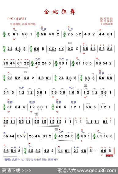金蛇狂舞（二胡谱）