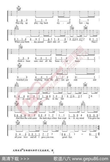 TaylorSwift泰勒斯威夫特BackToDecember吉他谱（无限延音编配）