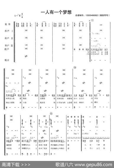 一人有一个梦想（乐队总谱）