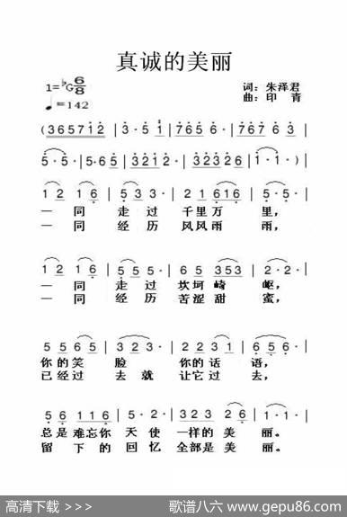 真诚的美丽（大字老人适用） - 朱泽君|印青
