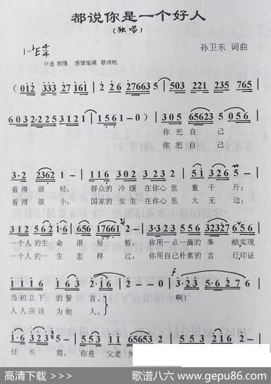 都说你是一个好人（孙卫东词曲） - 孙卫东|孙卫东