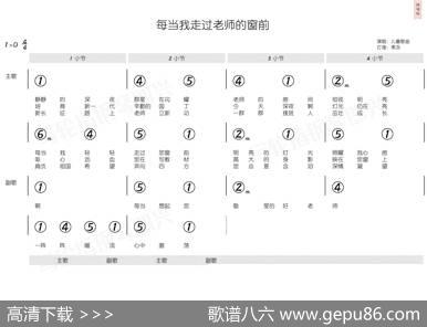 每当我走过老师窗前（简和谱） - 群星|群星