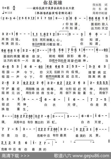 你是英雄（——献给抗疫中英勇奋战的白衣天使） - 向东|向东