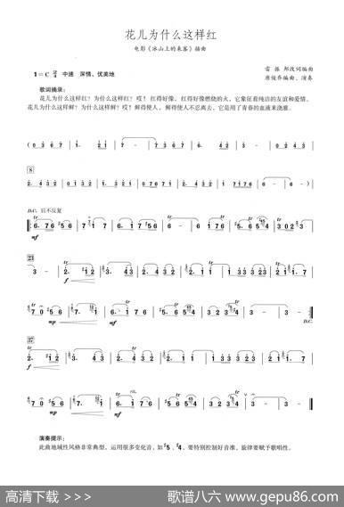 花儿为什么这样红（笛子演奏提示版） - 雷振邦|雷振邦