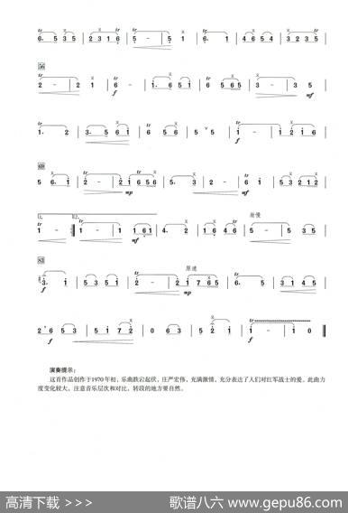 我爱五指山，我爱万泉河（笛子演奏提示版）