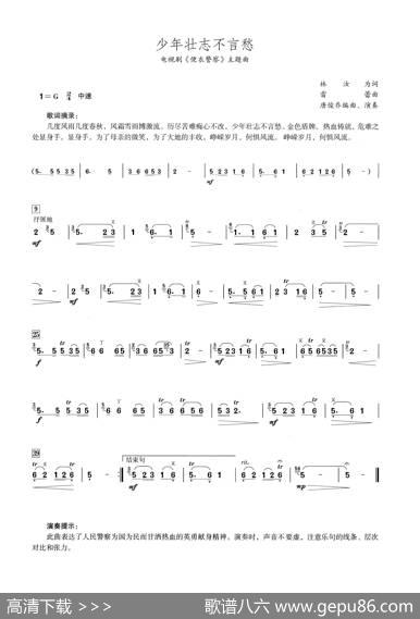 少年壮志不言愁（笛子演奏提示版）