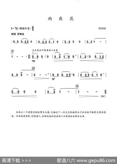 雨夜花（葫芦丝演奏提示版）