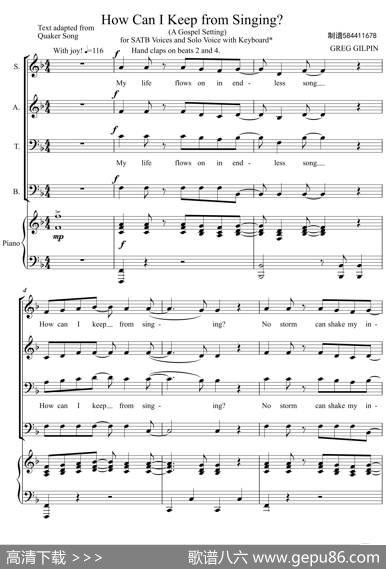 HowCanIKeepfromSinging合唱谱（我怎能不歌唱）