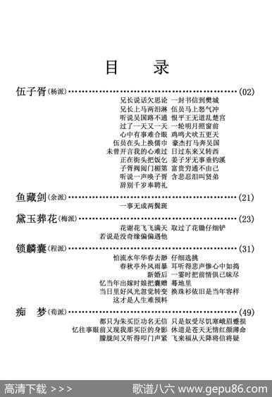 京剧剧目流派唱段目录(二)
