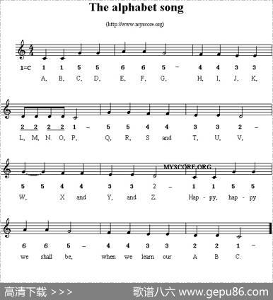 Thealphabetsong（线简谱混排版、英文儿歌）