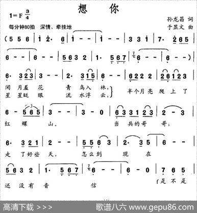想你（孙龙昌词于显文曲） - 孙龙昌|于显文