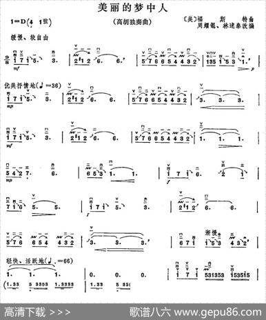 美丽的梦中人（高胡独奏）