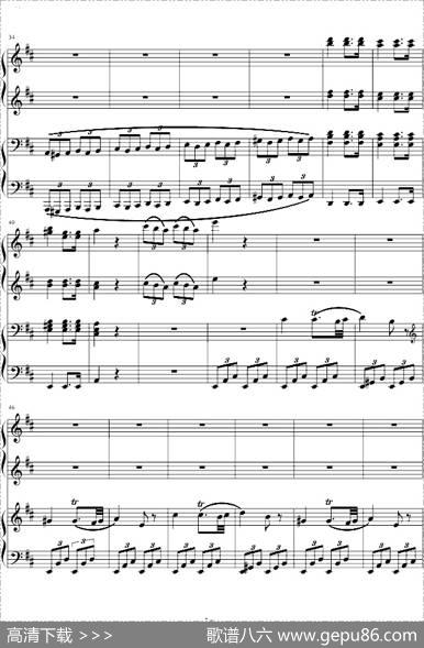 D大调四手联弹钢琴奏鸣曲第三乐章