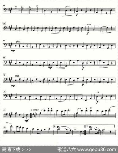 金婚曲（加布瑞尔马利作曲版、四重奏大提琴分谱）