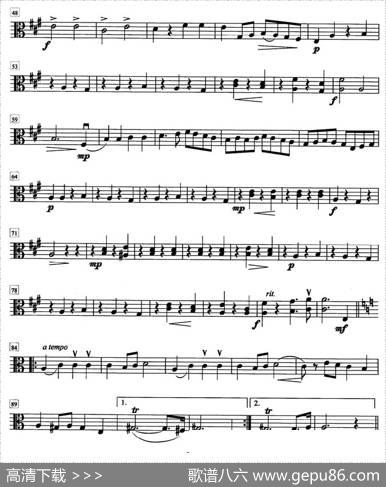 金婚曲（加布瑞尔马利作曲版、四重奏中提琴分谱）