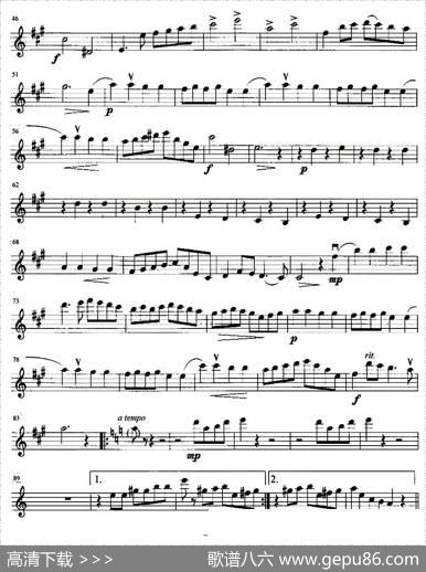 金婚曲（加布瑞尔马利作曲版、四重奏第一小提琴分谱）