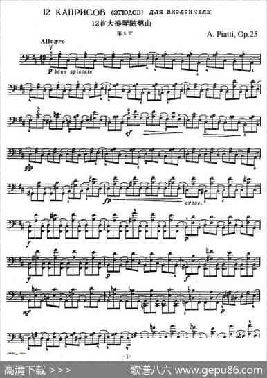 A.Piatti12CapriceOp.25（皮阿蒂12首大提琴随想曲)第九）