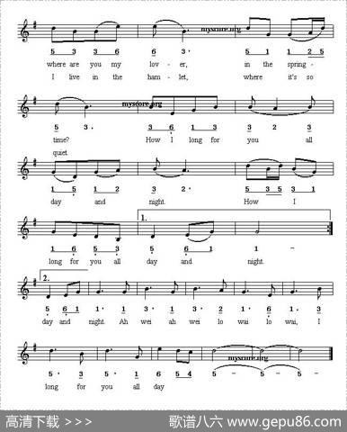 Lovesongunderthemoonlight（月光下的思念）（英译中文歌曲、线简谱混）