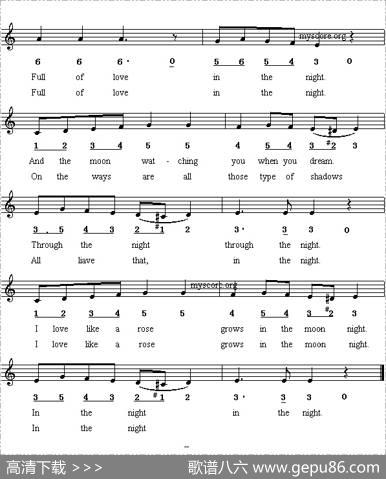 Themoonclimbingovermountain（半个月亮爬上来）（英译中文歌曲、线简谱混排版）
