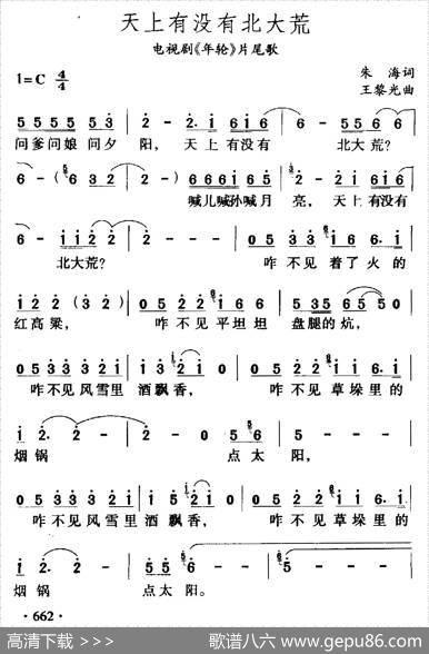 天上有没有北大荒（电视剧《年轮》主题曲） - 朱海|王黎光
