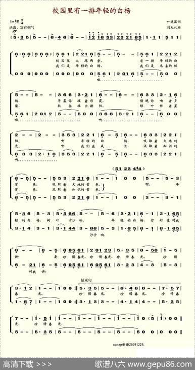 校园里有一排年轻的白杨 - 叶延滨|刘天礼