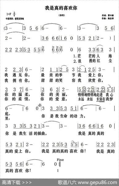 我是真的喜欢你（曹中新词杨志章曲） - 曹中新|杨志章