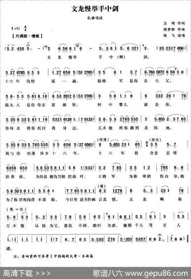 文龙慢举手中剑（《陆文龙》乳娘唱段） - 卫明|胡梦桥