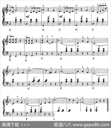 手风琴考级第一级：4、乐曲