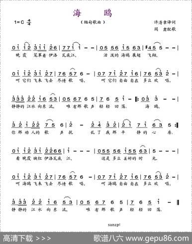 海鸥（缅甸歌曲阎肃配歌）