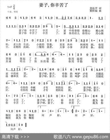 妻子，你辛苦了（龙远开词董积福曲） - 龙远开|董积福