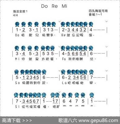 DOREMI（六孔陶笛谱）