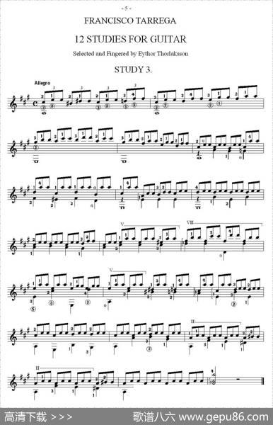 他雷加12首练习曲之3