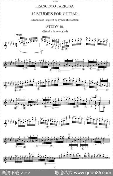 他雷加12首练习曲之10