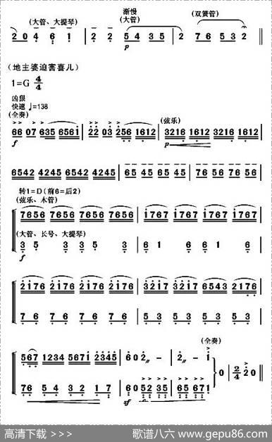 现代舞剧《白毛女》全剧主旋律乐谱之第二场冲出虎狼窝