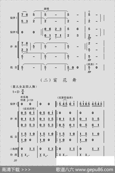 现代舞剧《白毛女》全剧主旋律乐谱之第一场深仇大恨