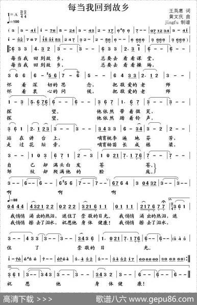 每当我回到故乡（王英惠词黄文庆曲） - 王英惠|黄文庆