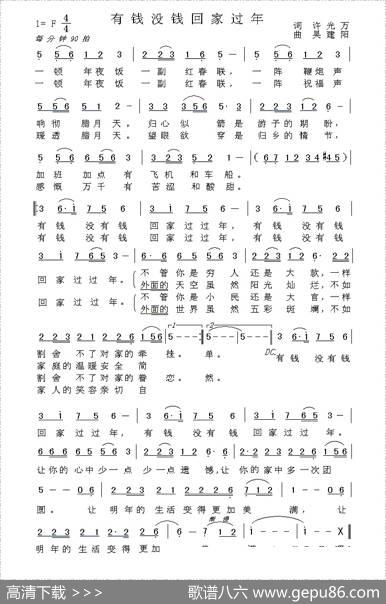 有钱没钱回家过年（许光万词吴建阳曲） - 许光万|吴建阳