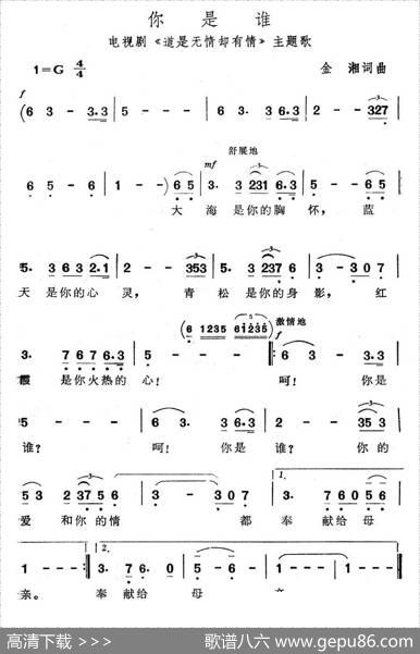 你是谁（电视剧《道是无情却有情》主题歌） - 金湘|金湘