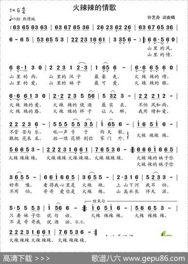 火辣辣的情歌（许艺舟词许艺舟曲） - 许艺舟|许艺舟