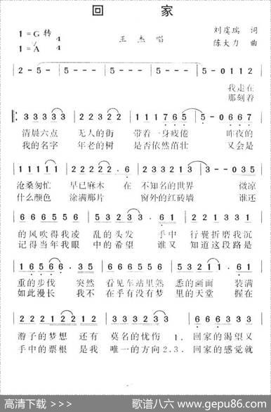 回家（刘虞瑞词陈大力曲） - 刘虞瑞|陈大力